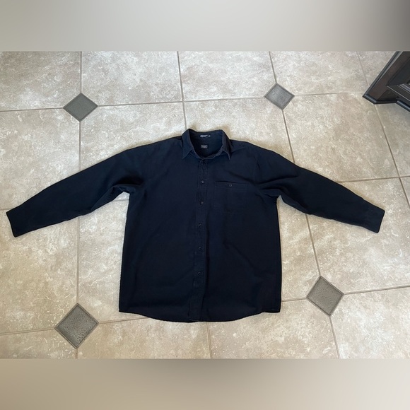 Haggar Men's Black Button-Up Suede Like Shirt Size Large - Picture 1 of 6